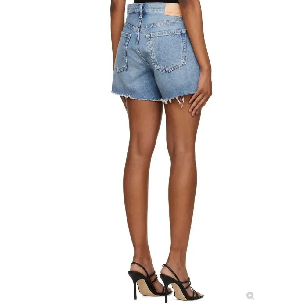 Citizens Of Humanity Shorts 28 Annabelle Long Denim Cut Off Blue Raw Hem Relaxed